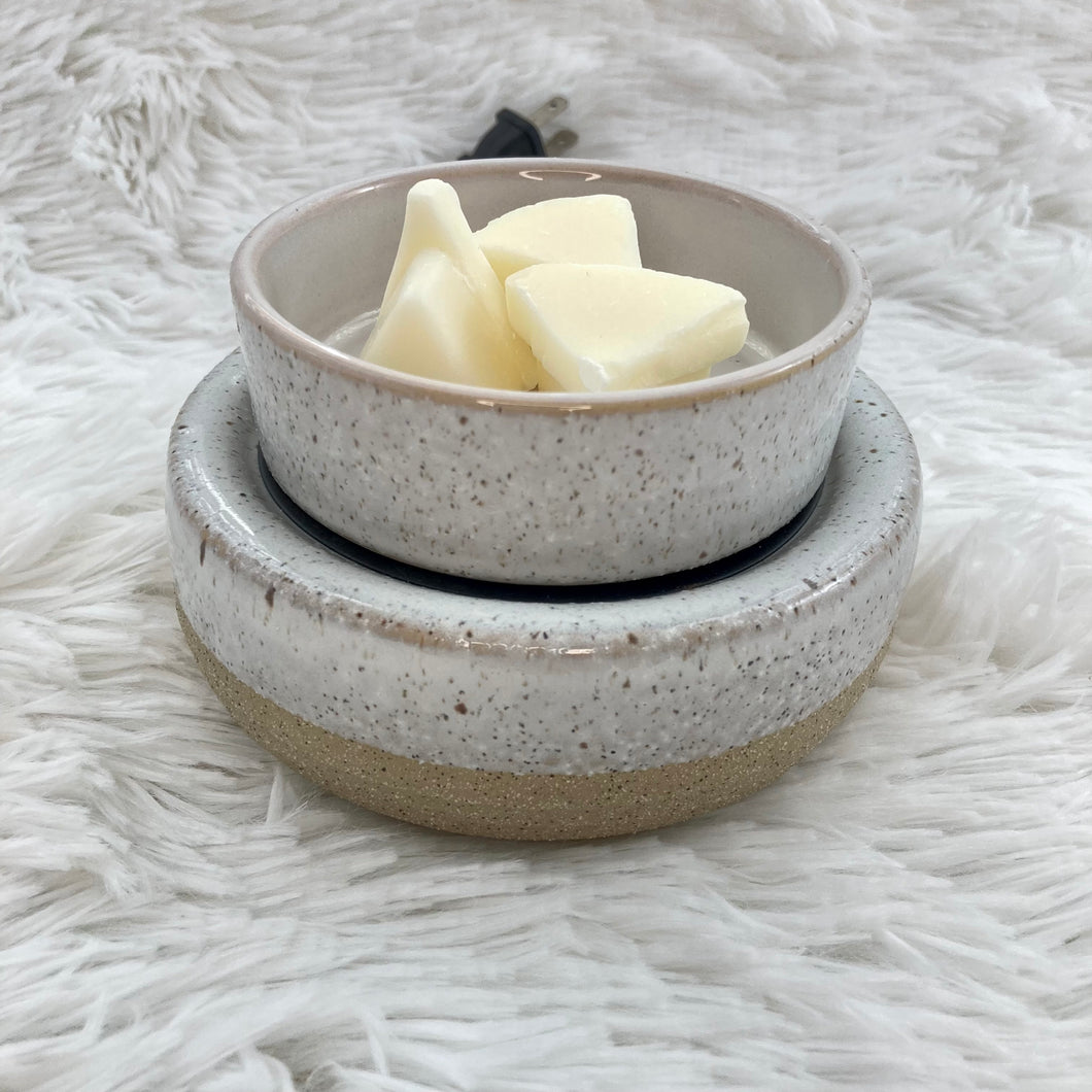 2-in-1 Tan Ceramic Bowl Wax & Candle Warmer